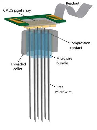 Enlarged view: Wire bundles on CMOS