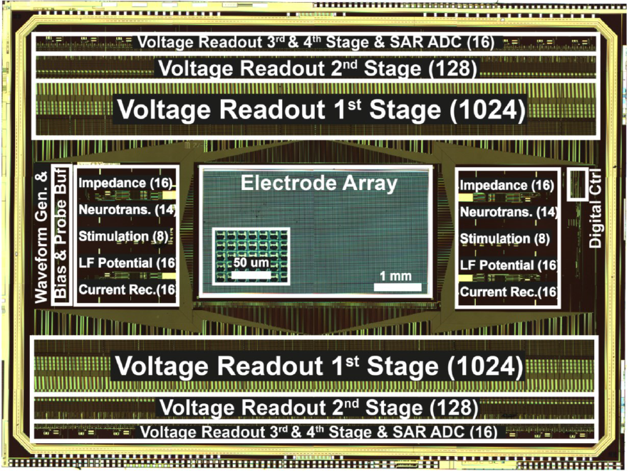 Enlarged view: NeuroCMOS Chip