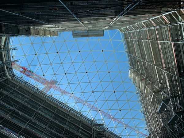 Glass dome covering the atrium of BSS, August 2020.
