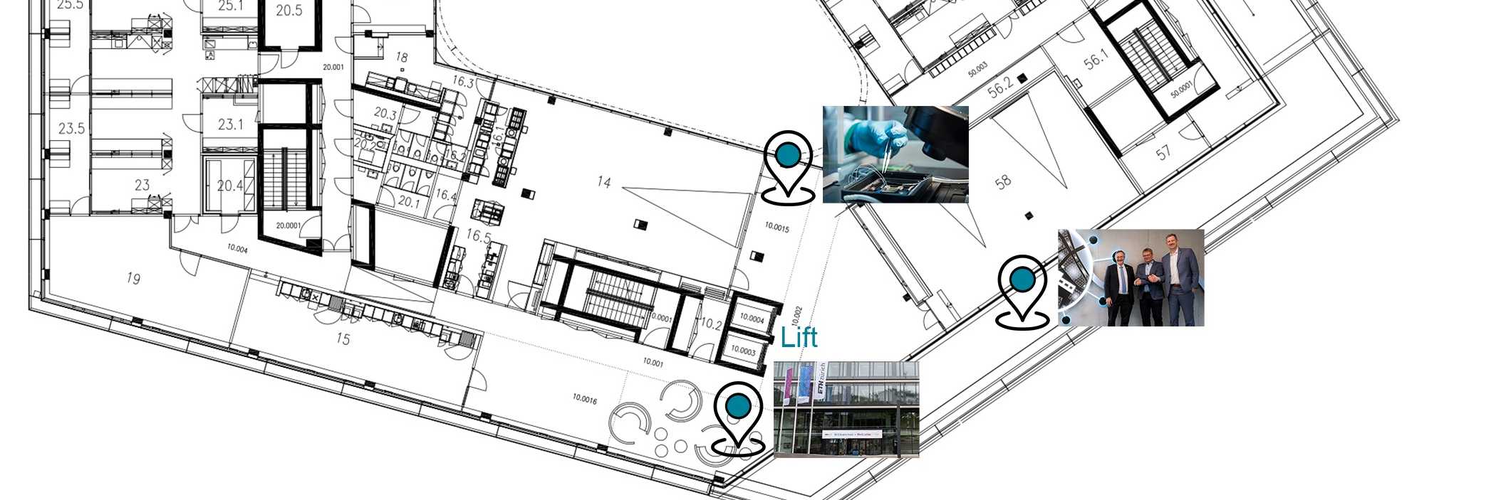 Map of K-floor | Übersicht Ebene K