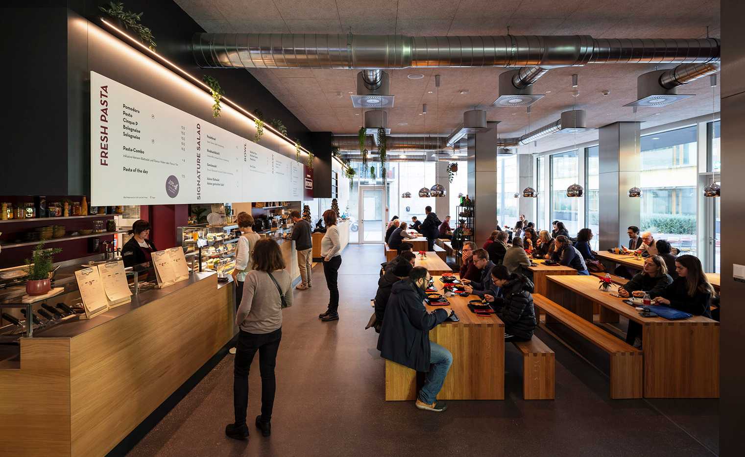 view into the Flavour Kitchen restaurant at BSS building