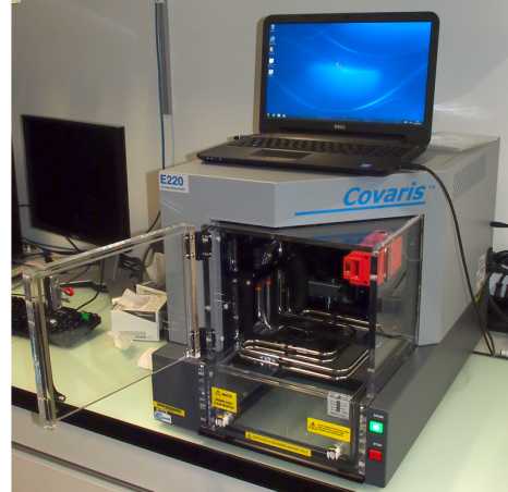 Covaris E220 focused ultrasonicator in the sequencing lab of the Genomics Facility Basel