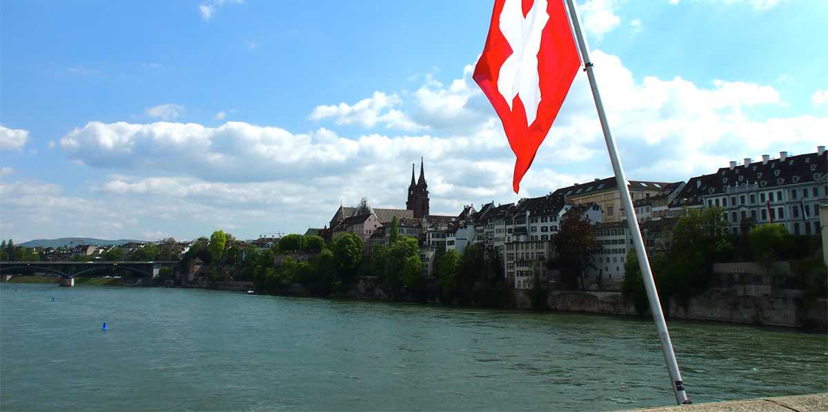 Basel Skyline with Münster across the Rhine from Mittlere Brücke