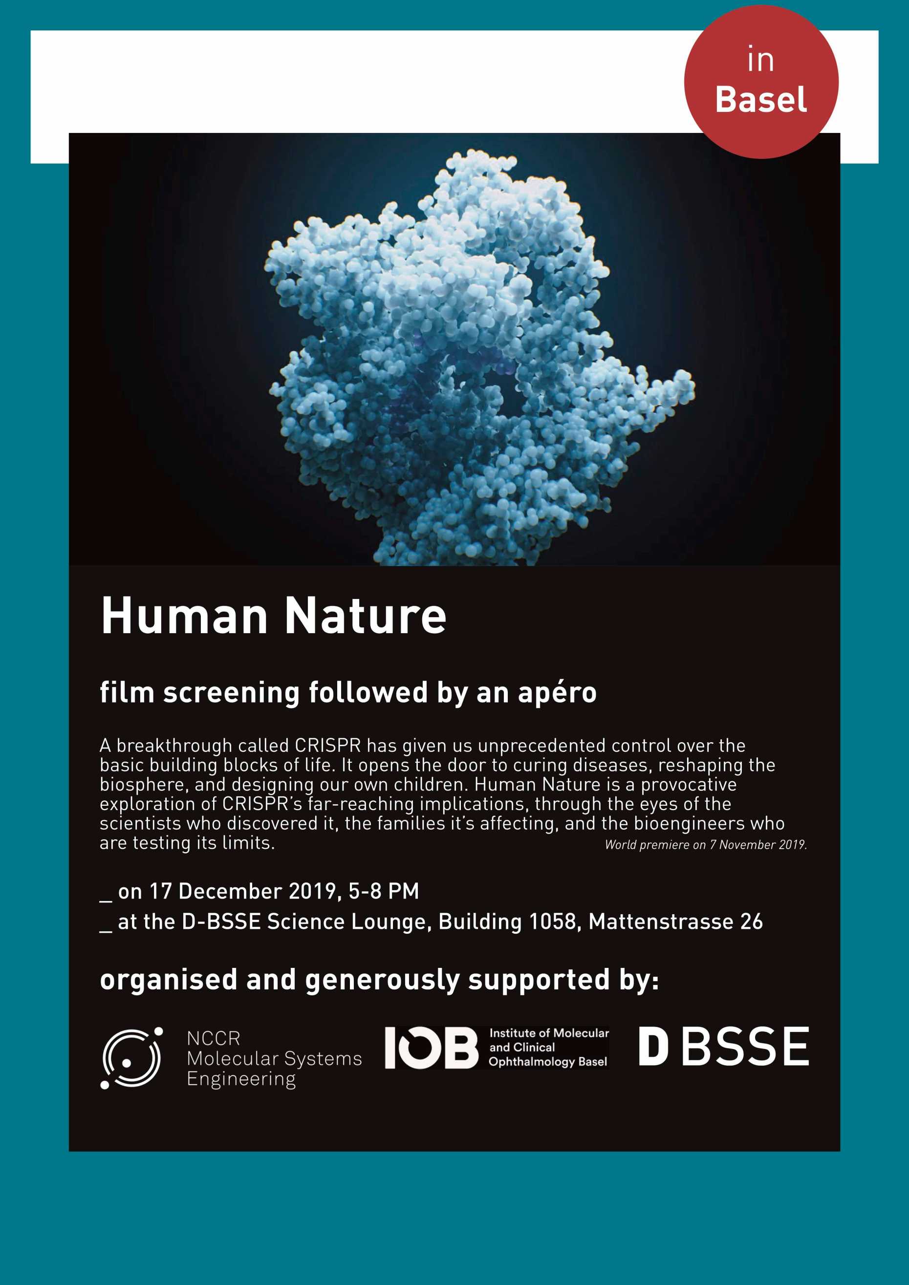 Swiss premiere at D-BSSE: documentary HUMAN NATURE – Department Biosystems Science and Engineering ETH Zurich