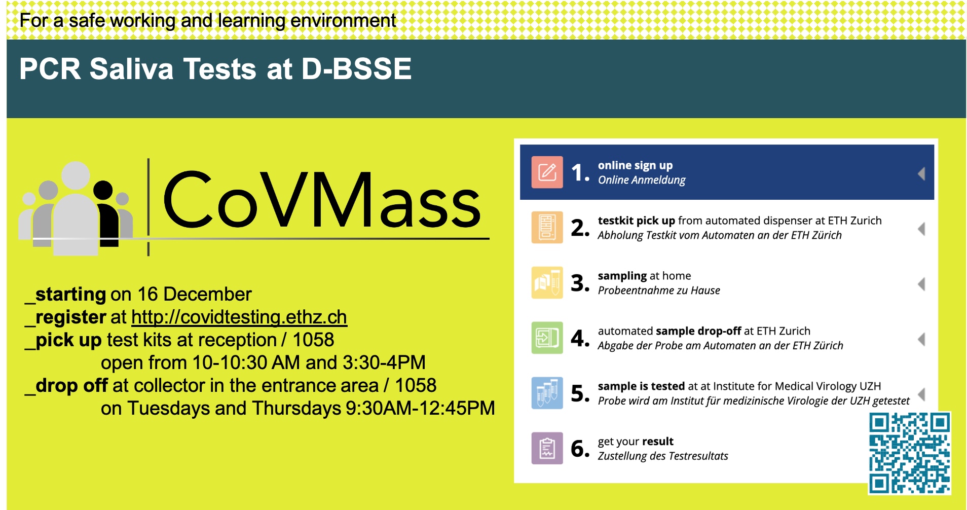 CoVMass testing station at D-BSSE – Department of Biosystems Science and  Engineering