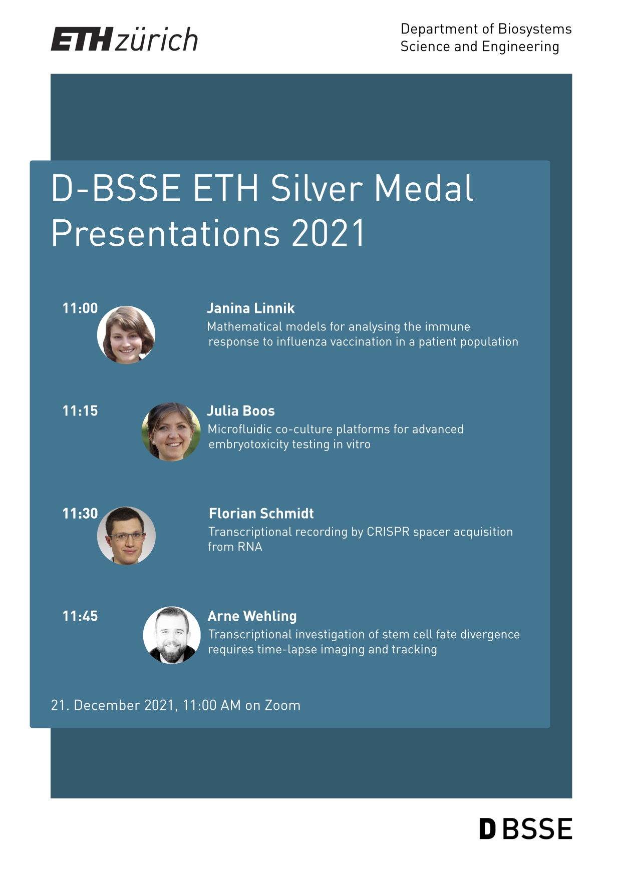 Enlarged view: ETH-Silver-Medal presentations at D-BSSE, 2022