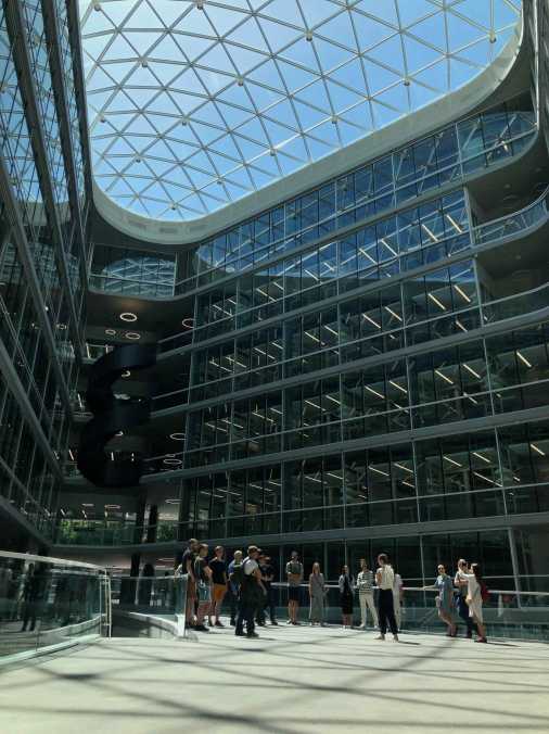 Enlarged view: view of the atrium of BSS with guided group