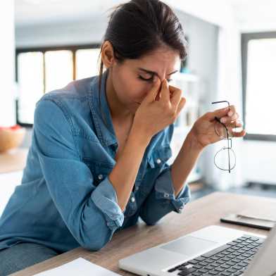 woman showing stress at work
