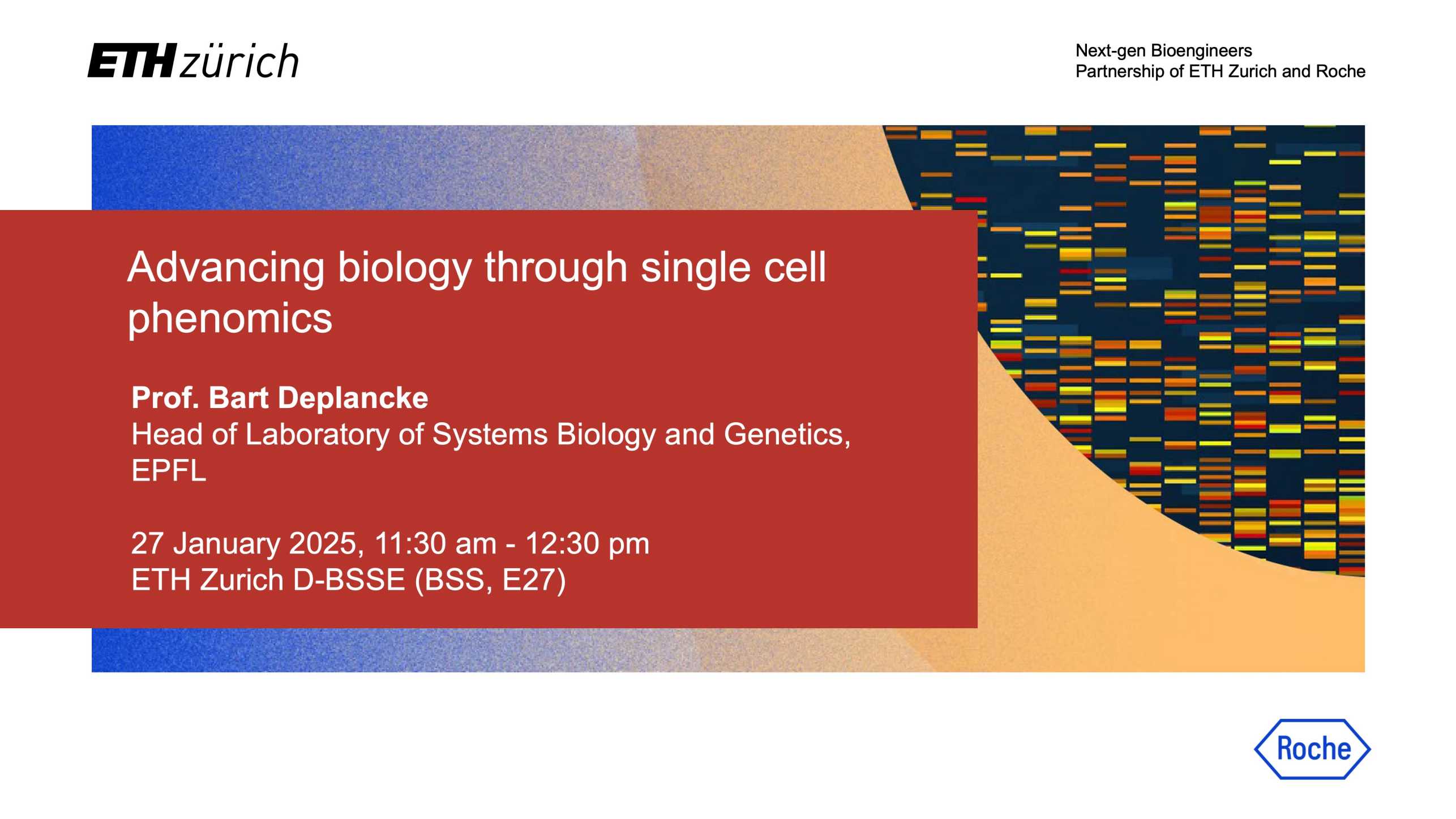 Flyer announcing the next-gen seminar on 27 January 2025, 11:30am-12:30pm, at BSS E27, Klingelbergstrasse, Basel