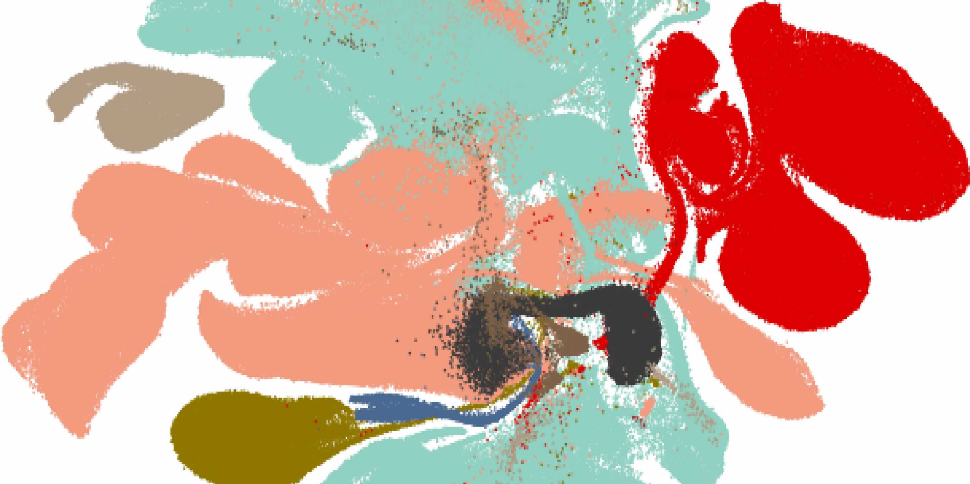 A visual representation of the endoderm organoid atlas. Each dot represents a single cell. The colours refer to the different organoid tissue comprising the atlas, highlighting the breadth and diversity of the resource. Credit: Xu, Halle, et al. 2025.