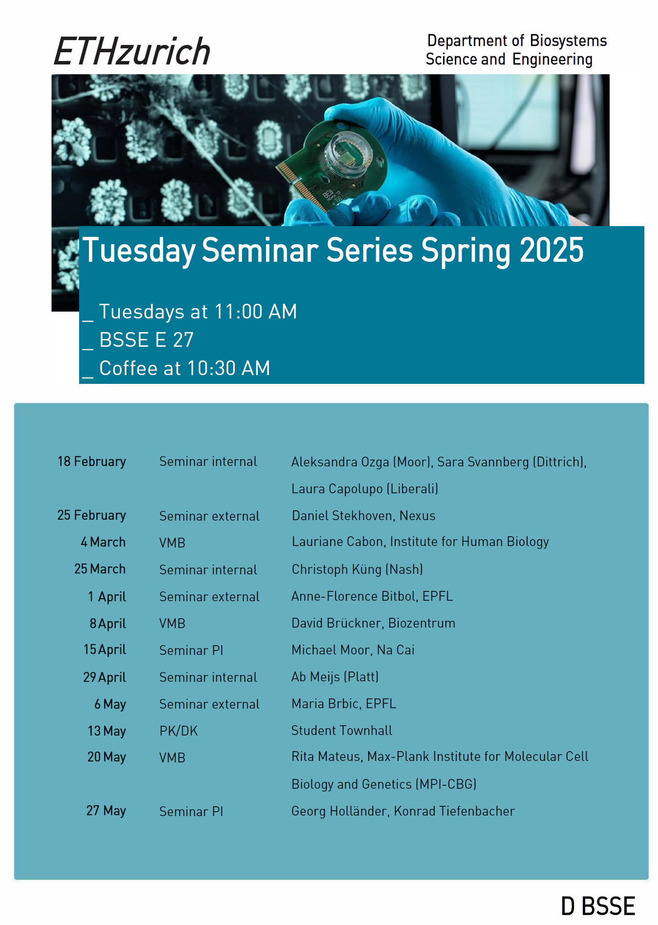 Program D-BSSE Fall 2024 Tuesday Seminar Series