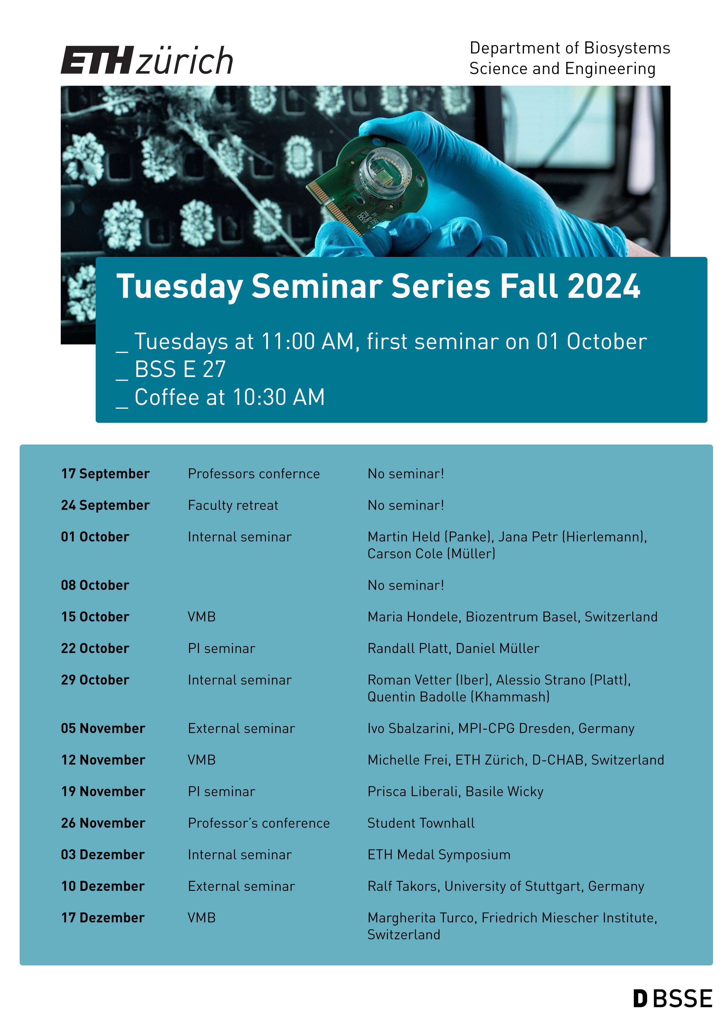 Program D-BSSE Fall 2024 Tuesday Seminar Series